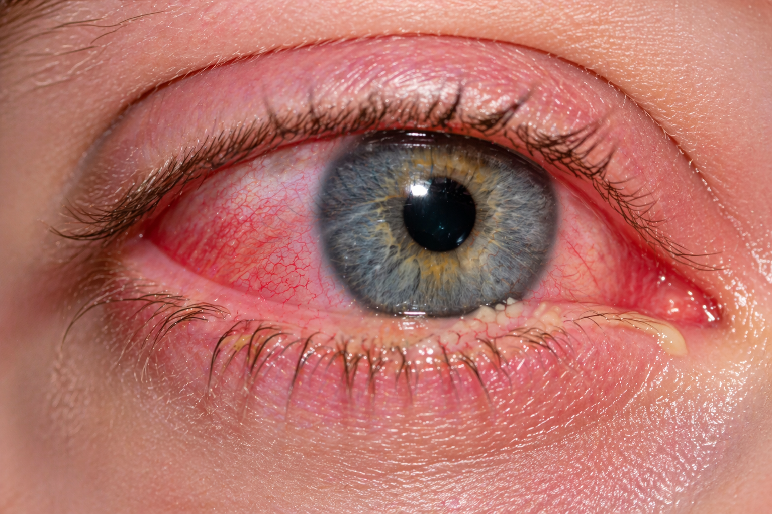 Conjuntivite bacteriana com secreção amarelada